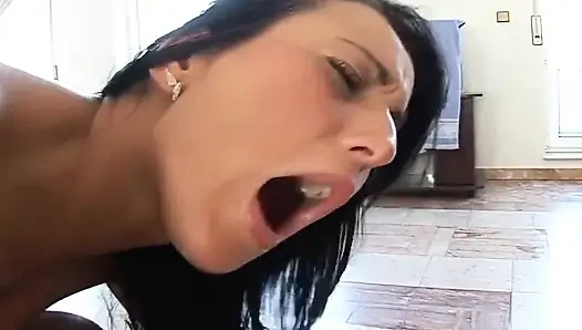 Hot Brunette Takes All Cocks in Her Mouth