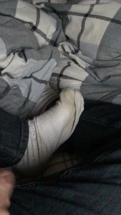 White socks, wanking and verbal from a british uncut lad