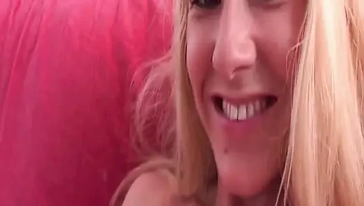 Blonde Fucks Herself with Pink and Purple Dildos