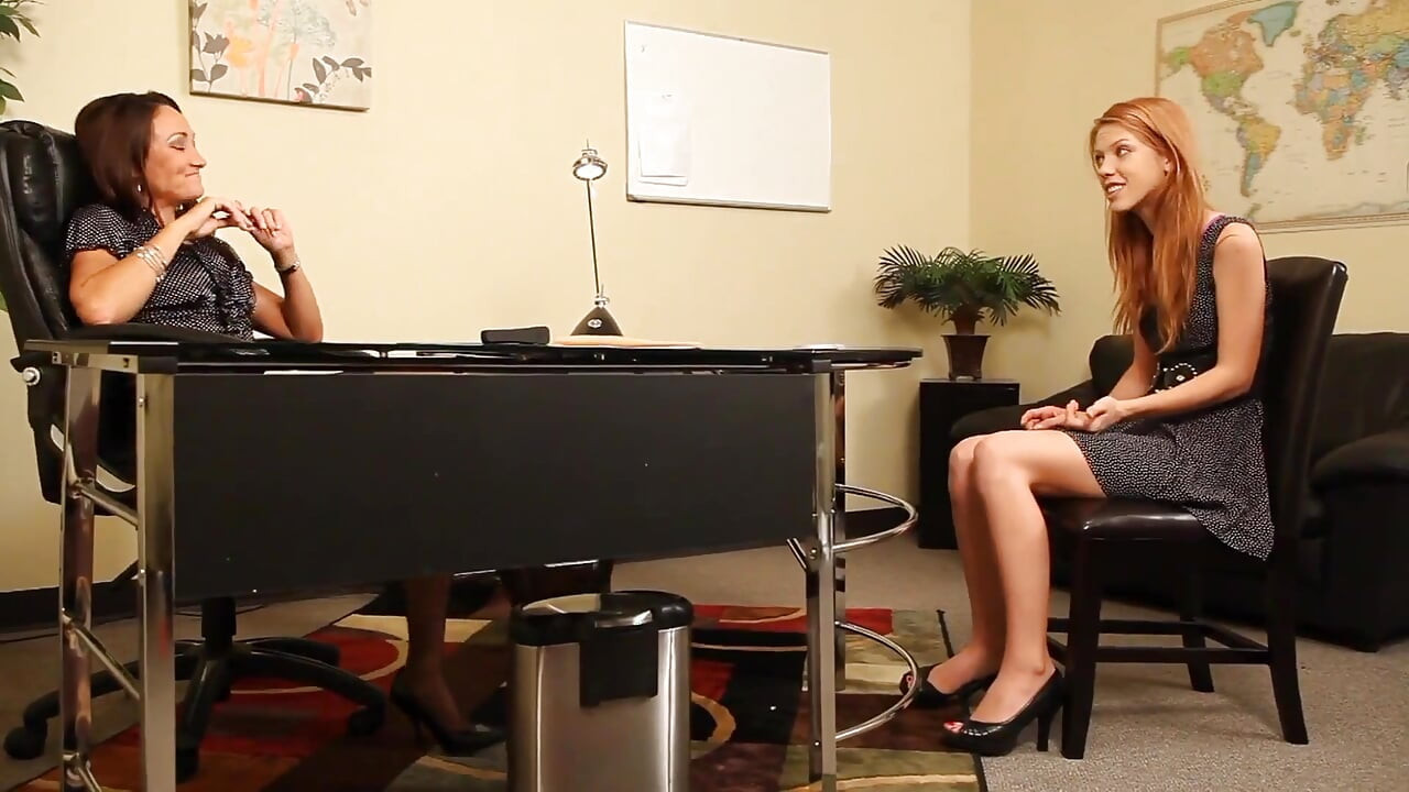 Lesbian action in the office