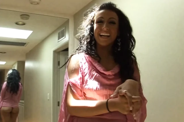 Brunette bitch gets horny with 69!