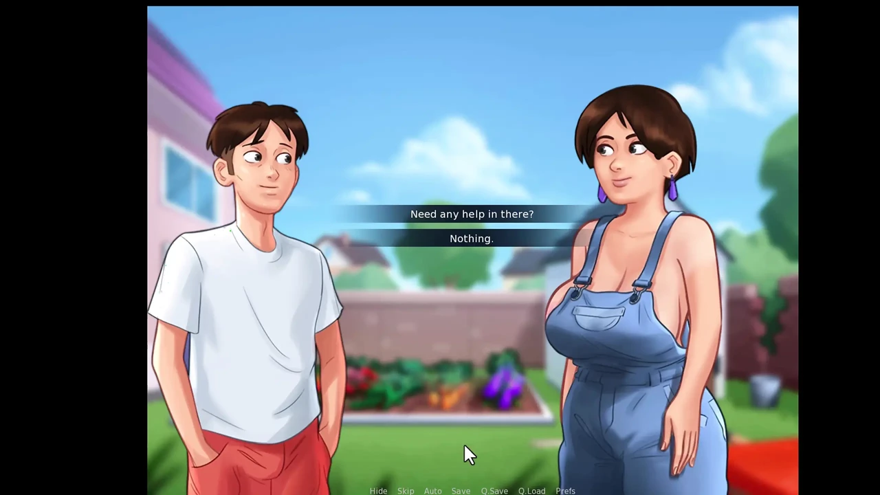 Summertime Saga, she gave him a handjob in the shower and cleaned him up.