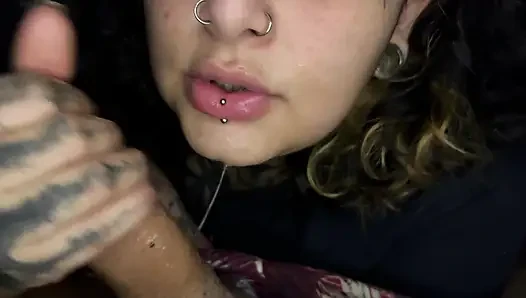 I give my stepbrother a delicious blowjob until he cums in my mouth