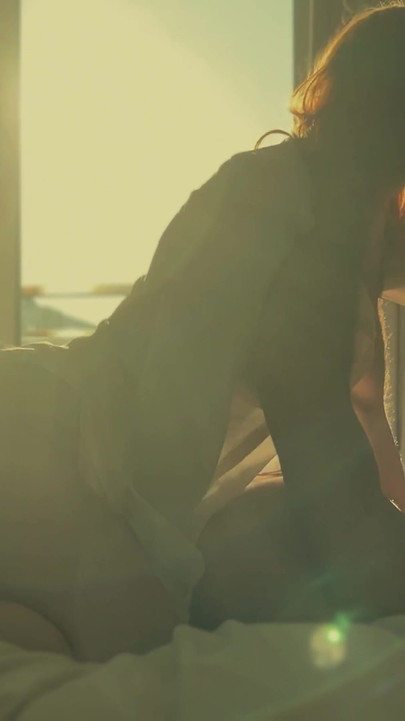 Powerful moment from "Passionate Cowgirl Fuck and Very Powerful Orgasm of a Beautiful Blonde"