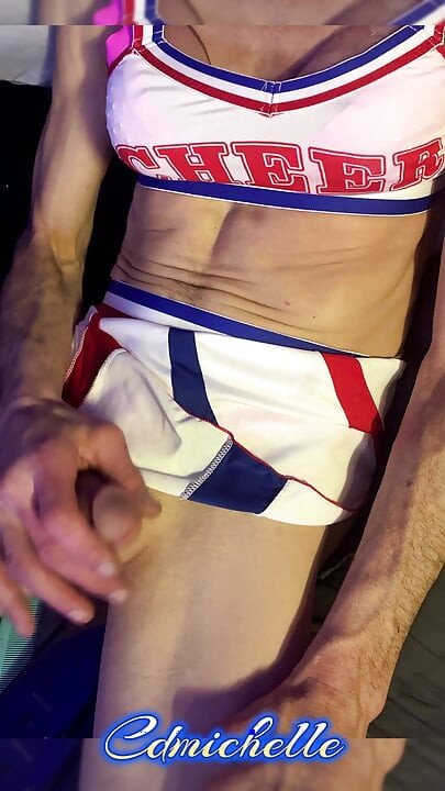 Cdmichelle Wearing Sexy Cheerleader Outfit While Jamming Music