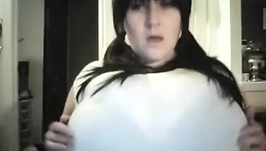 playing with huge tits