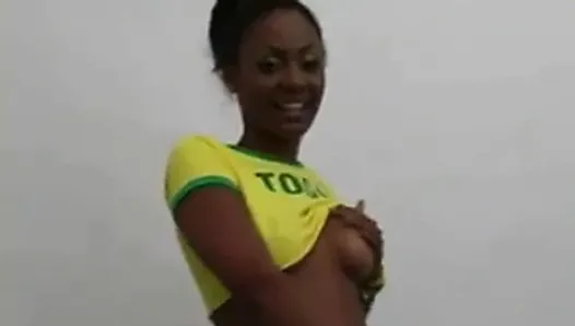 Beautiful black Togolese football hottie teasing