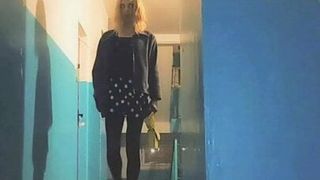 Slut Sonechka walks around the city at night wagging her ass