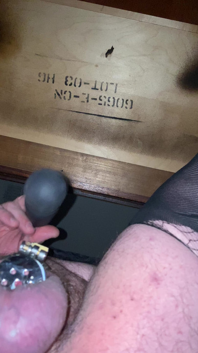 Slapping my caged sissy clit and squirting