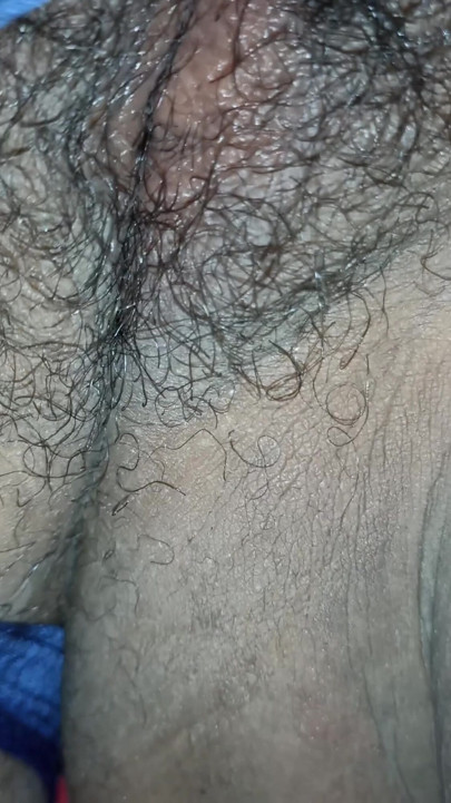 I push my wife's panties aside to see her fat, hairy pussy | Clip 2