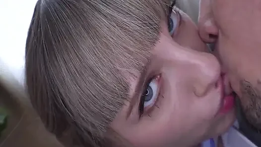 Blue-eyed Beauty Breaks Composure. Innocent Look Turns Into Wild Desire!