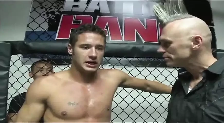 Stacy Adams hops on the winner's cock in the MMA cage and swallows his cum