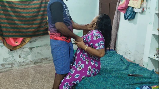 stepmother told me to go behind her and turn off the fan. I went behind her, hugged her, and licked her pussy with my tongue..