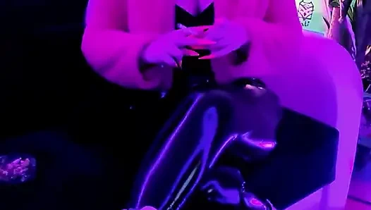 Smoking doll in fur and latex