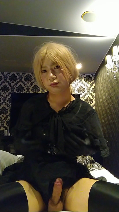 Captivating moment from "A big cross-dressing boy wearing a dress masturbated comfortably with an embarrassing appearance."