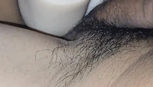 Ehefrau benutzt vibrator-sexpuppe, während ich sie mit 2 penetrierte