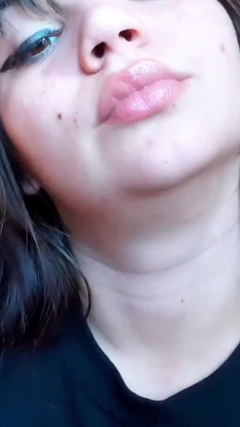 Big luscious lips with natural color lipgloss smoking cigarette | Clip 2