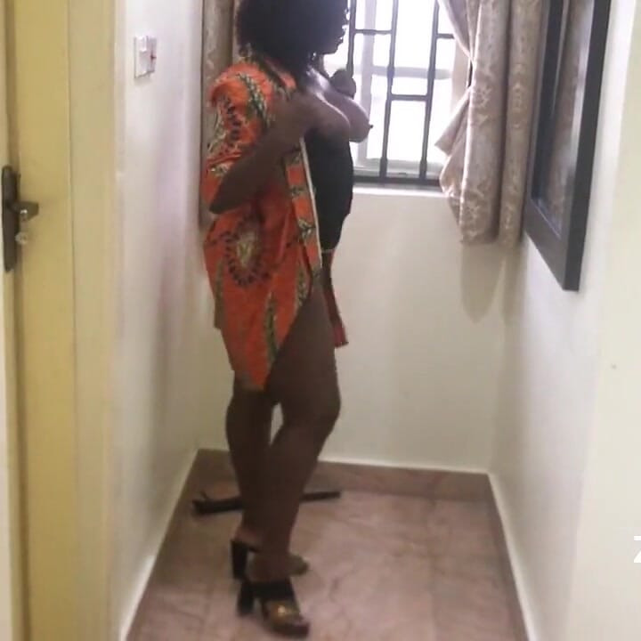 Thick Ebony African Pretty Slut Striptease in African Dress Before the Main Event