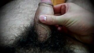 Hairy cumming with a big dick