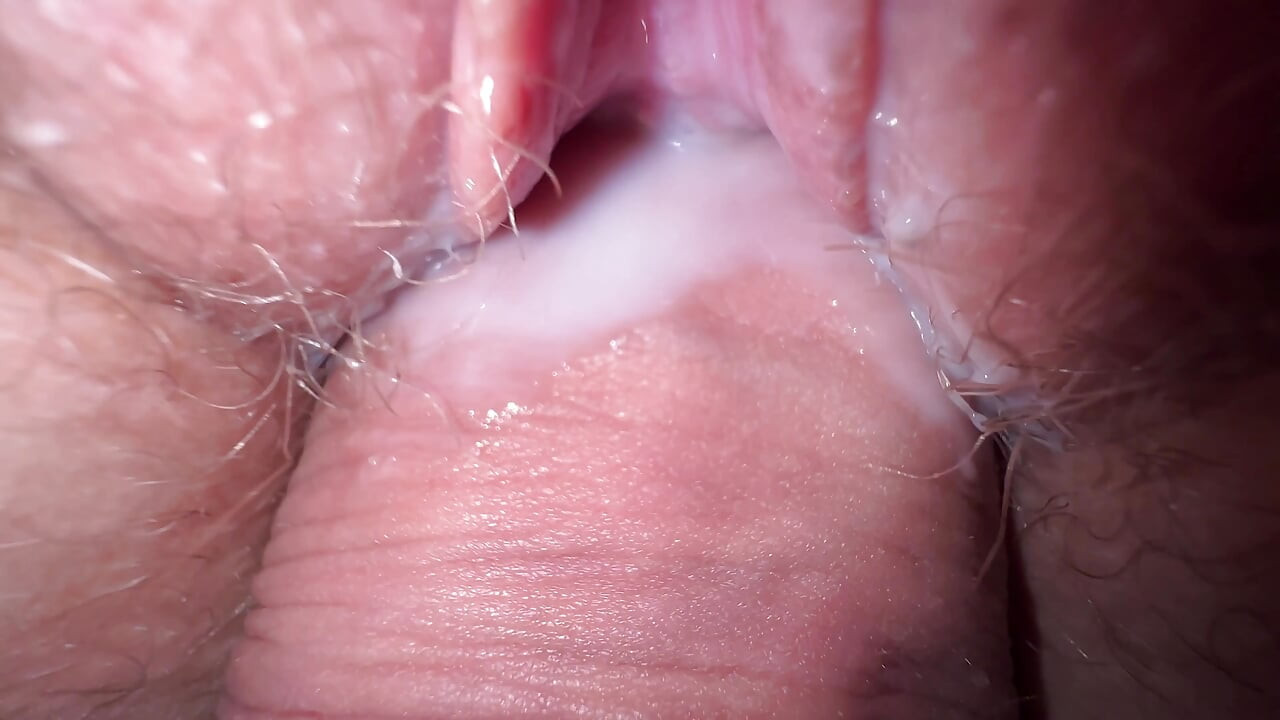 Close up fuck with my teen roommate and cum on hairy pussy