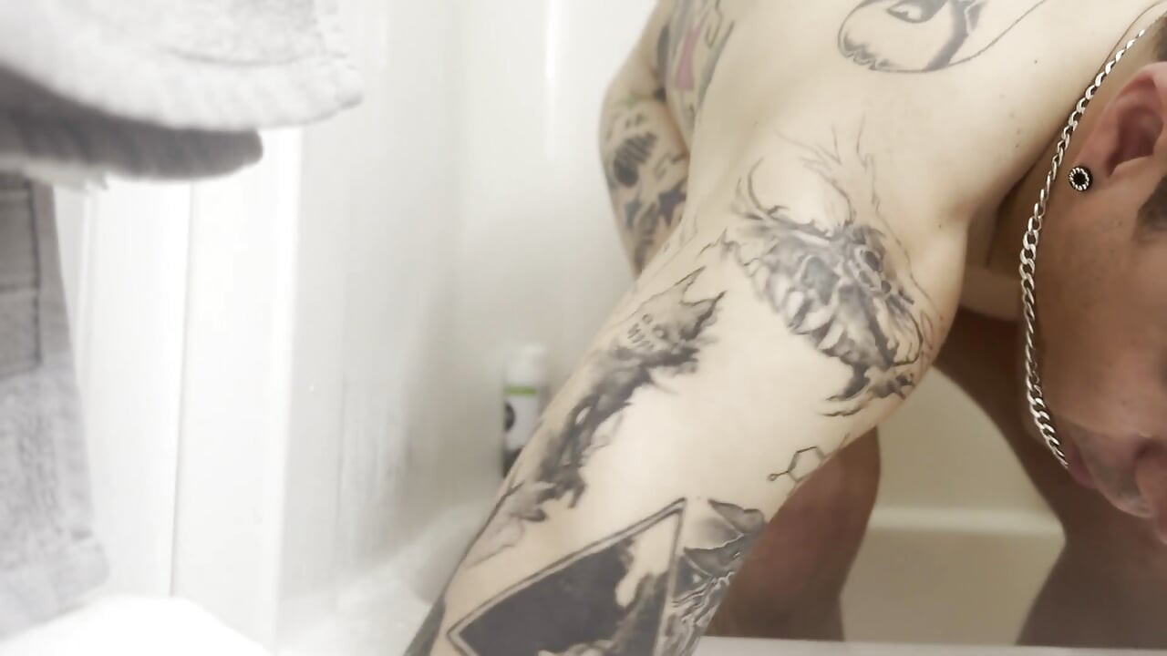 Shower Fun with 2 Big Dildos Fucking My Smooth Hole