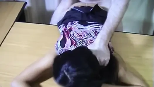 Exclusive Filipino Amateur Tina Perfect Pointed Tits Petite Butt, Spanking, Hair Pull, Fuck on Desk, Cum in Mouth