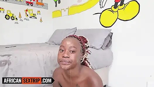This Tight Black Pussy EBONY TEEN discovered real depth with me