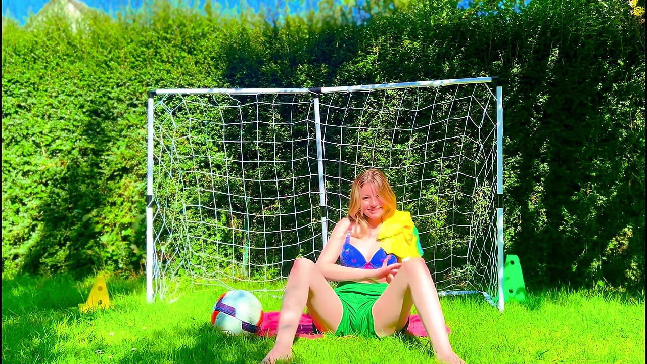 Brazilian Football Girl Jersey Tease to Lingerie Orgasm