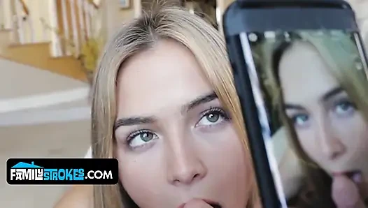 Doğal memeli kalın üvey kız kardeş Blair Williams azgın üvey erkek kardeşinden döl alıyor
