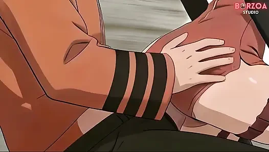 Наруто трахает и наполняет сливками Сараду, пока Sakura наблюдает, он предал Боруто (без цензуры, хентай)
