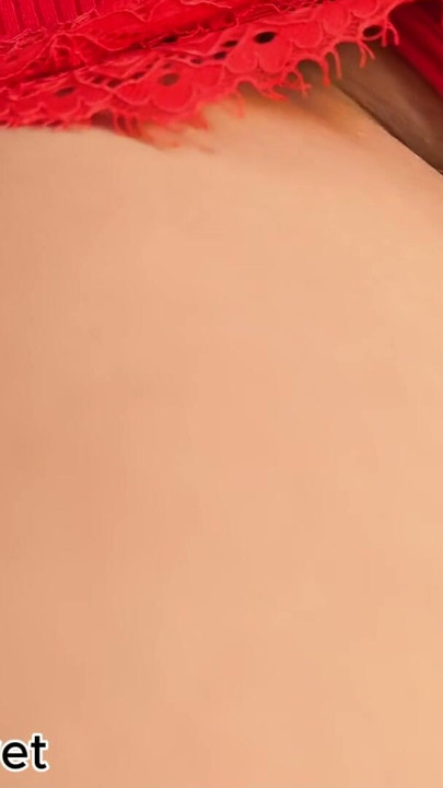 POV Amateur Couple Red Lingerie Dildo Fuck + Handjob Mutual Play - Big Cumshot All Over Her Dress | Clip 1