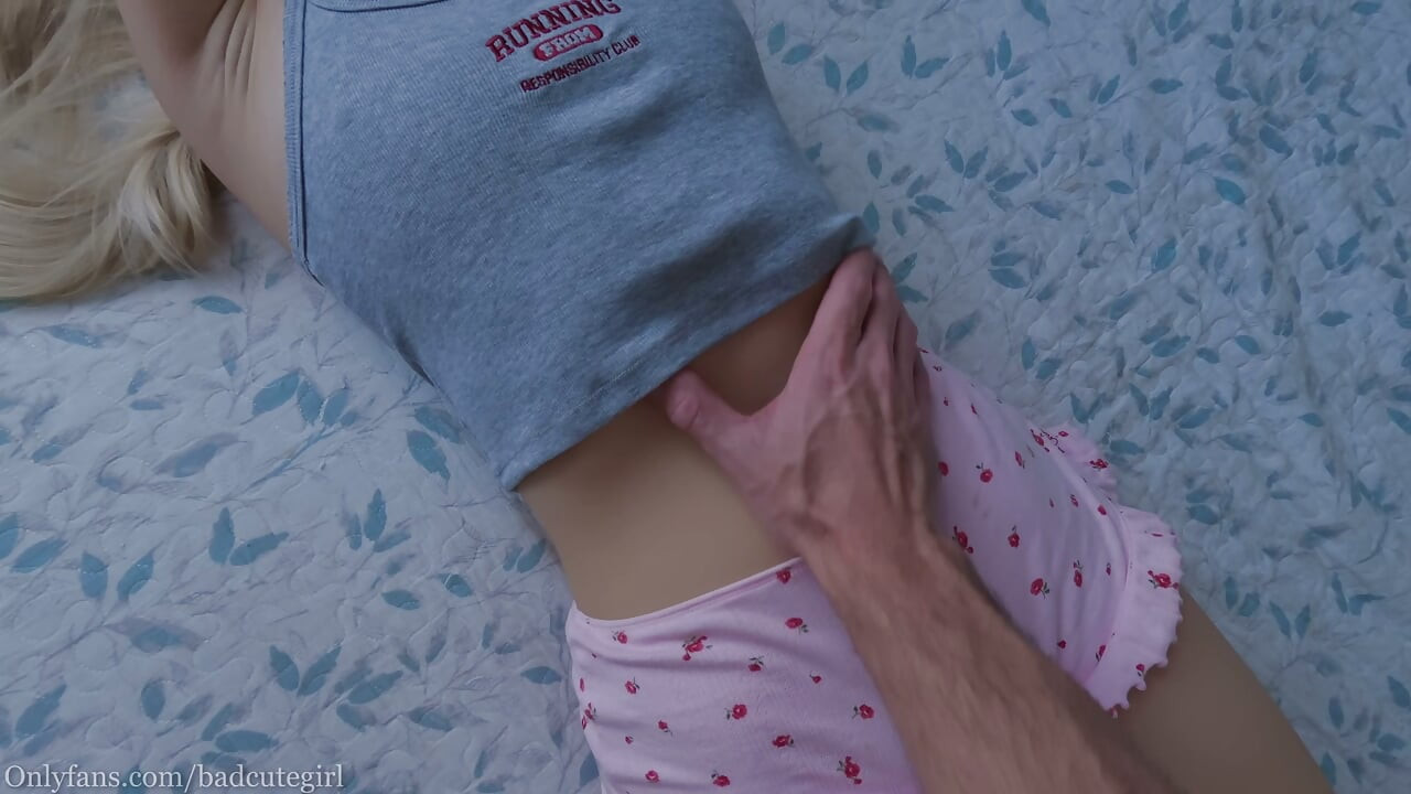 My stepbrother's caresses first make me freeze with pleasure, then drive me wild, and I tremble and experience intense orgasms