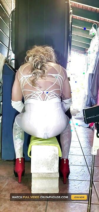 Hot TS Cute Sissy Femboy Riding the Dildo and Handsfree in Skirt and Fishnets