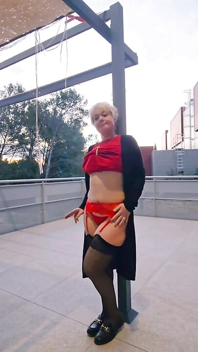 Little Red Suspender Dress at Work in Sexy Fashion