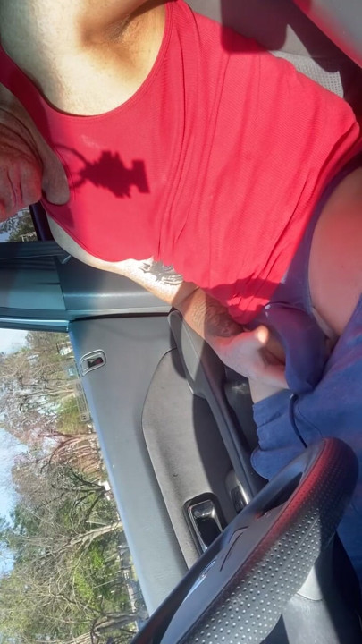 Playing with my cock in my car