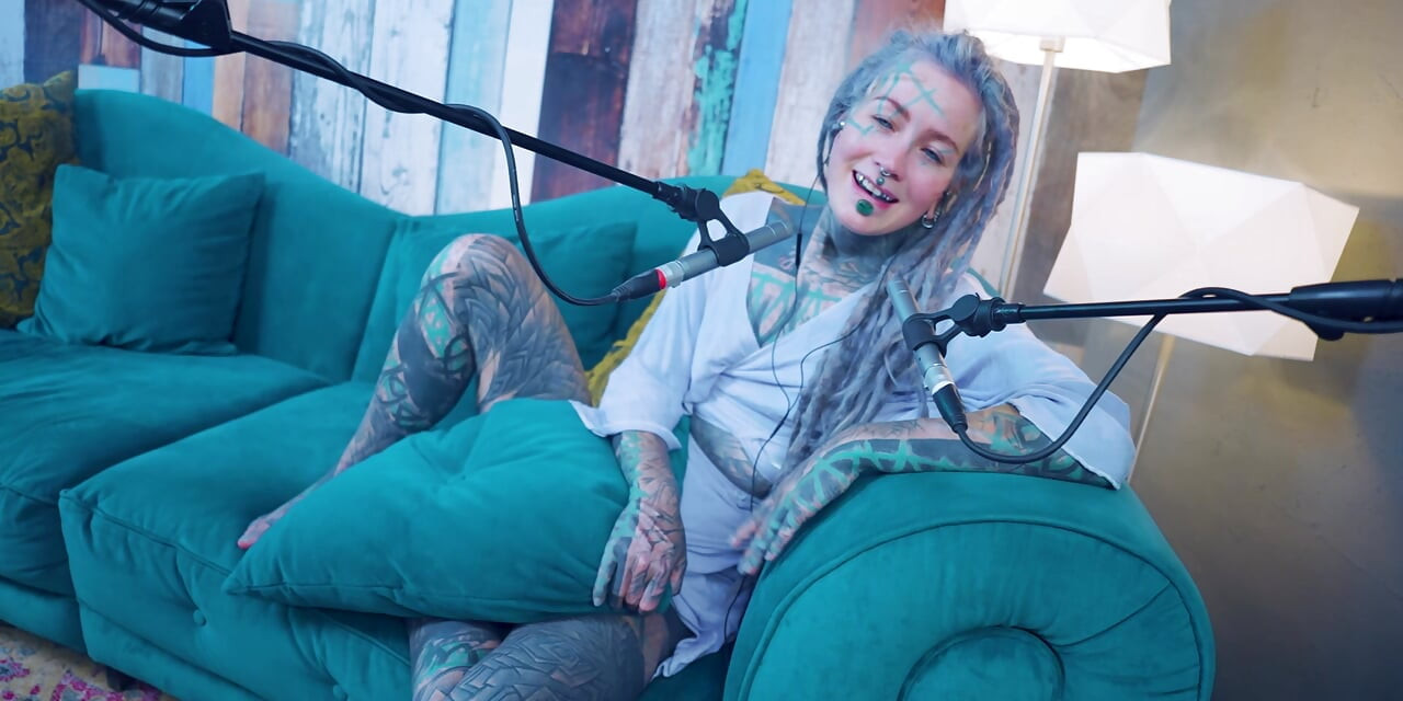I talk about H - Happiness - ASMR podcast SFW talking goth skinny girl dreadlocks tattoo model inked girl