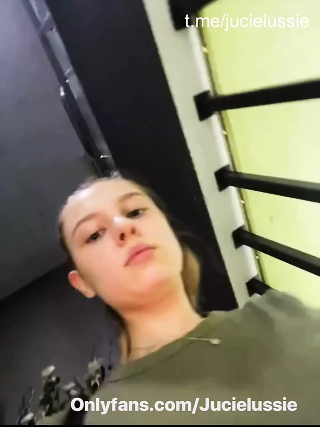 Hot girl in gym training and playing with herself