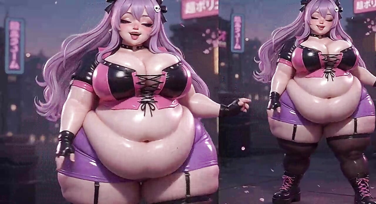 Bbw anime babe schudt enorme kont in paarse string