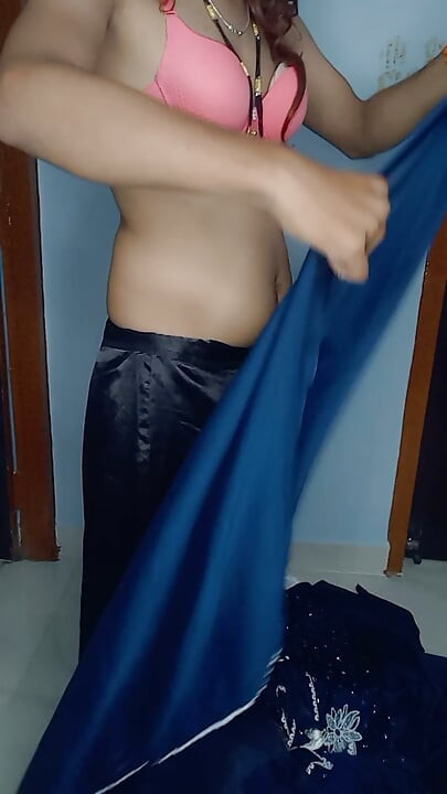stepmom sexy satin petticoat and sexy sare with lace bra panty