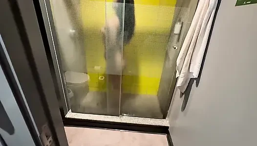 They watch me while I take a shower and we end up having sex in the shower
