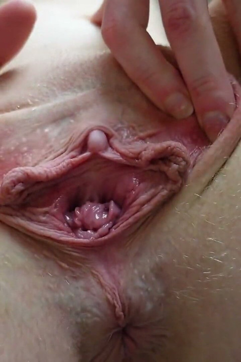 Spreading and Fingering My Big Labia Pussy Closeup
