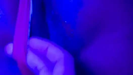 Ebony Goddess Leaking: Neon Thong & Dildo Squirt