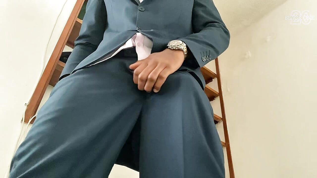 Watch Stepdaddy Wear a Suit and Masturbate His Big Cock While Moaning Loudly