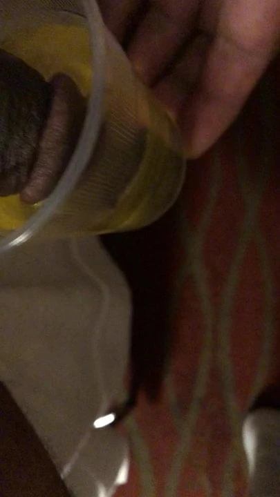 Soft cock pee in cup