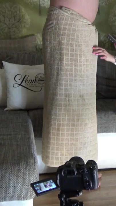 Hot and horny skinny blonde secretary takes her panties off and gets the lube to give a handjob to her big dick boss | Clip 1