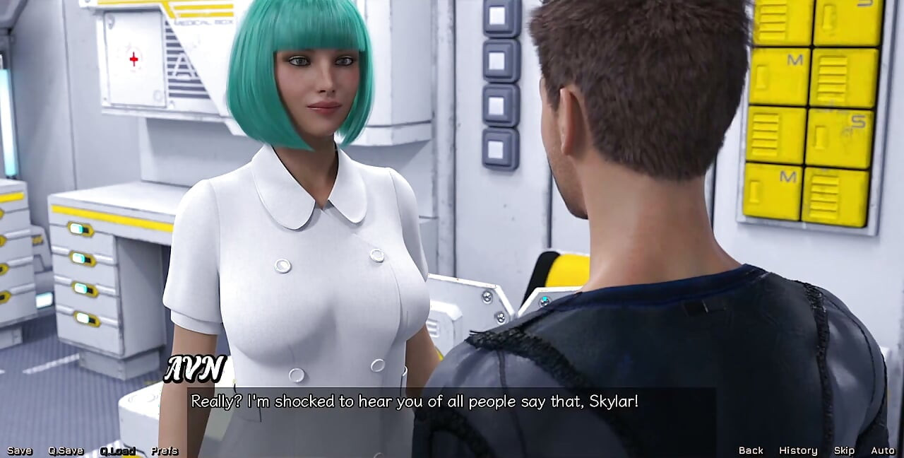 Stranded in Space - milf de cabelos azuis quer sexo a três comigo e médico peituda quente