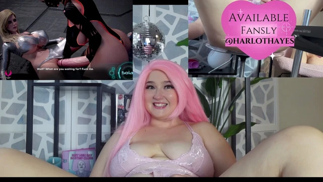 Gamer girl playing with Flying High futa porn game