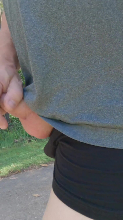 Amateur straight guy public dare with his uncut cock hanging out and on display | Clip 3