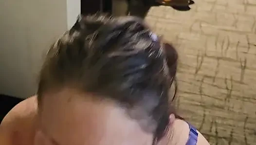 She loves cock in her mouth licks the cum off
