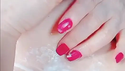 Sabrinahole, strawberry,, banana, sour cream and a new giant toy, inside her juicy peach